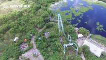 Haunting aerial footage of New Orleans theme park abandoned in 2005 before Hurricane Katrina