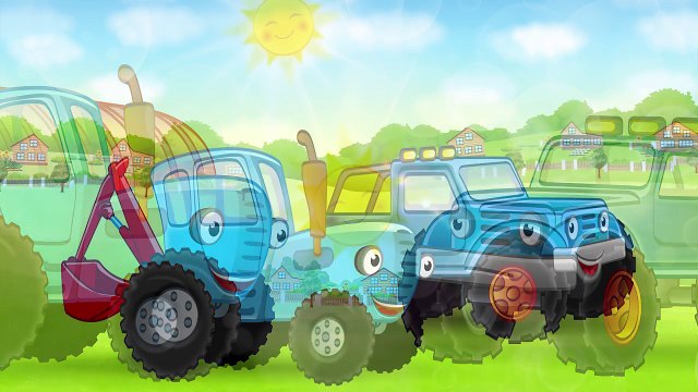 Синий трактор - Развивающая Сказка для детей малышей о том как джип стал полицейской машиной