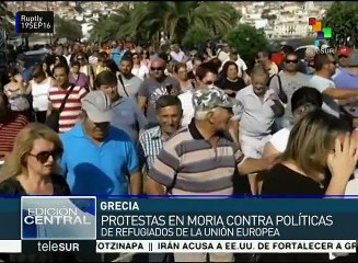 下载视频: Grecia: extrema derecha protesta contra refugiados en Lesbos