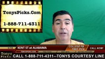 Alabama Crimson Tide vs. Kent St Golden Flash Free Pick Prediction NCAA College Football Odds Preview 9/24/2016