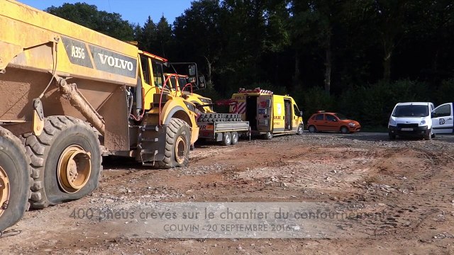 Couvin: entre 300 et 400 pneus crevés sur le chantier du contournement