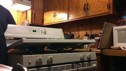 Ils découvrent qu'un rat s'est caché dans leur cuisinière et tentent de le capturer