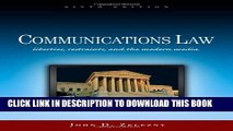 [PDF] Communications Law: Liberties, Restraints, and the Modern Media (Wadsworth Series in Mass