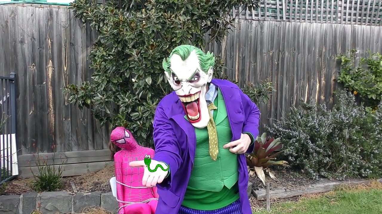 Spiderman Vs SNAKE ATTACK with Pink Spidergirl and Joker! Fun Superhero Movie In Real Life!-DBlFSdr4so0