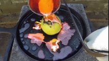 Phản ứng kì lạ khi đổ đồng nóng chảy vào trái táo tươi