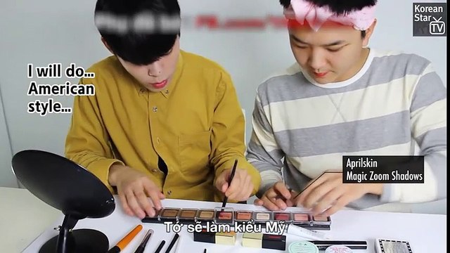 Các chàng trai Hàn Quốc thử thách trang điểm
