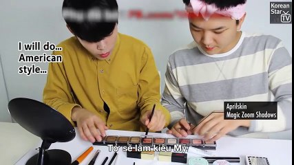 Các chàng trai Hàn Quốc thử thách trang điểm