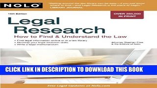 [PDF] Legal Research: How to Find   Understand the Law Full Online[PDF] Legal Research: How to