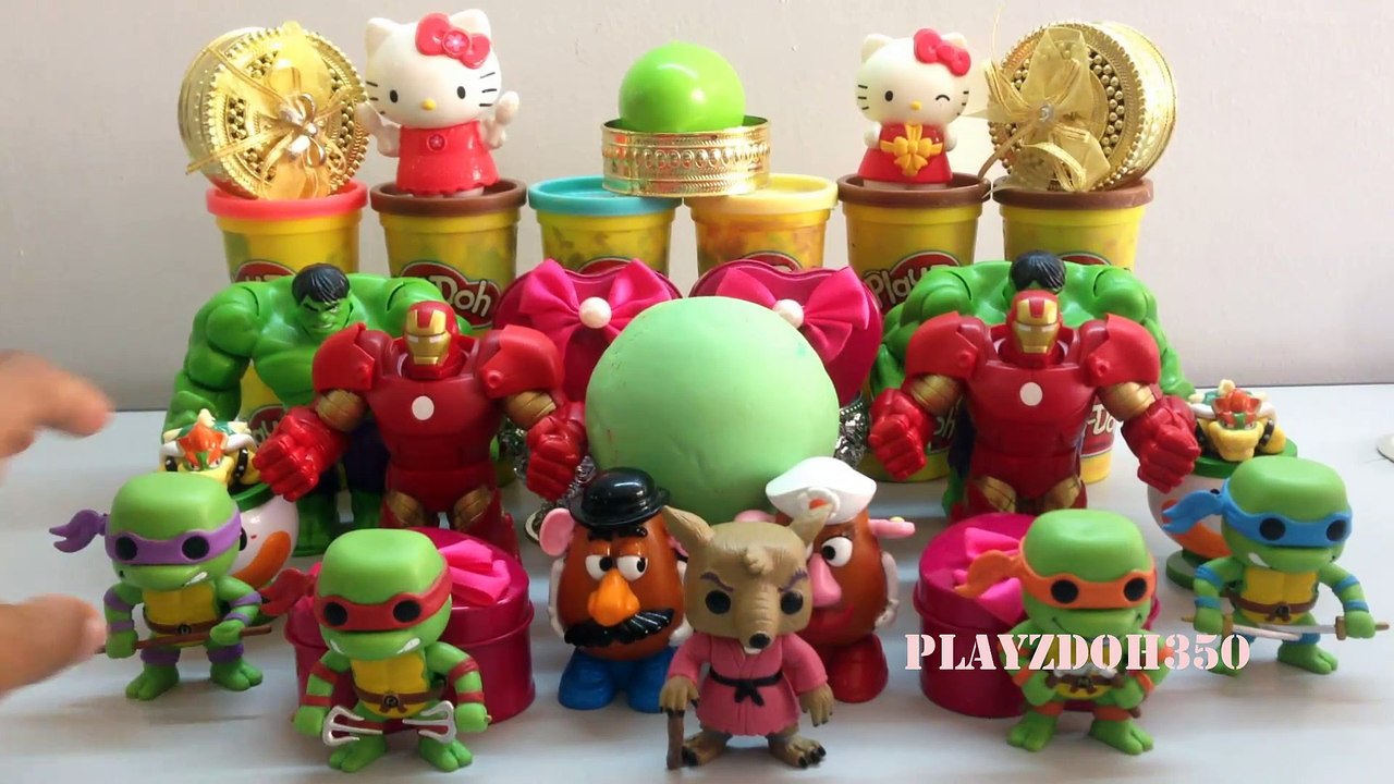 PLAY DOH SURPRISE EGGS with Surprise Toys,Hulk,Marvel Avengers, Iron Man,Teenage Mutant Ninja Turtles,videos for kids