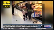 Kızının saçını market arabasına bağlayarak gezen baba