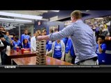 DALLAS COWBOYS ALL PRO JASON WITTEN CHALLENGES TEENS TO JENGA GIANT COMPETITION