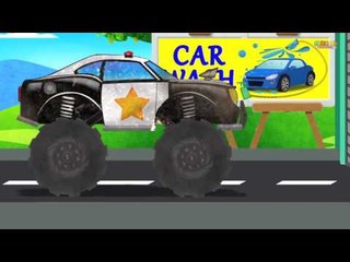 Police Monster Truck | Car Wash Video for Kids & Toddlers