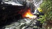 Lorry full of frozen fish bursts into flames