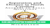 [PDF] Separation and Divorce in North Carolina: Answers to Legal Questions by Mary Katherine