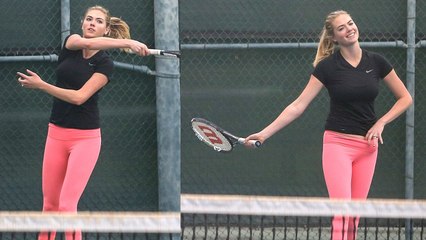 Kate Upton Shows Off Her Sporty Side in Pink Leggings and Tight Shirt