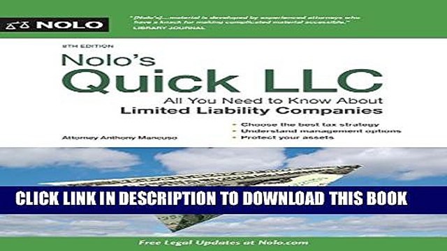 [PDF] Nolo s Quick LLC: All You Need to Know About Limited Liability Companies (Quick Legal)