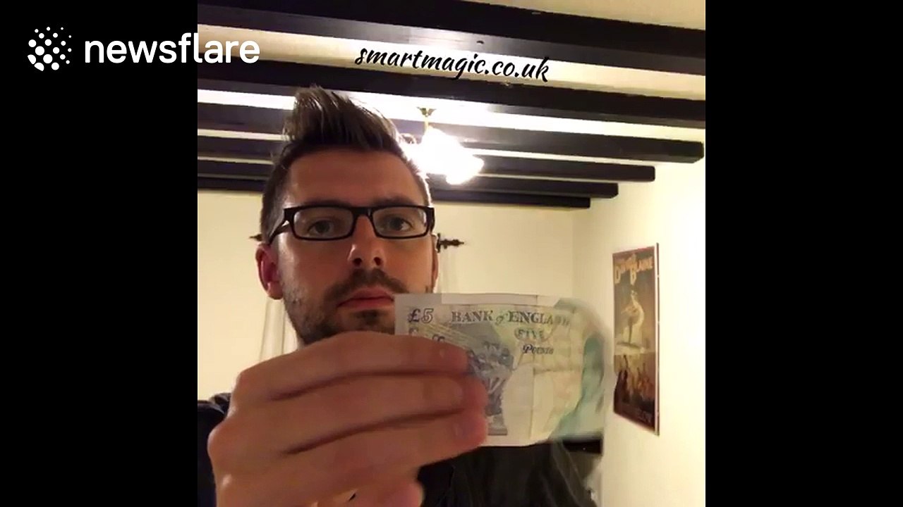 Magician 'changes' old five pound note into new plastic one
