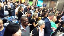 Dozens of people gather to see Prince William arrive at the Shard