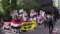 In 60 Seconds: Protesters outside UN Against Continued US Bombing in Syria