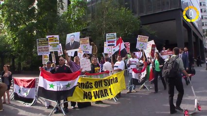In 60 Seconds: Protesters outside UN Against Continued US Bombing in Syria