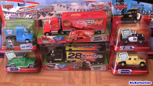 Disney Cars Trucks Mack hauler truck w/ Nitroade Semi Dinoco Gray Hummer ToysRus toys