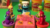 Play Doh Teletubbies and The Cookie Monster Chef , he makes Play Doh Exercise Equipment to get them