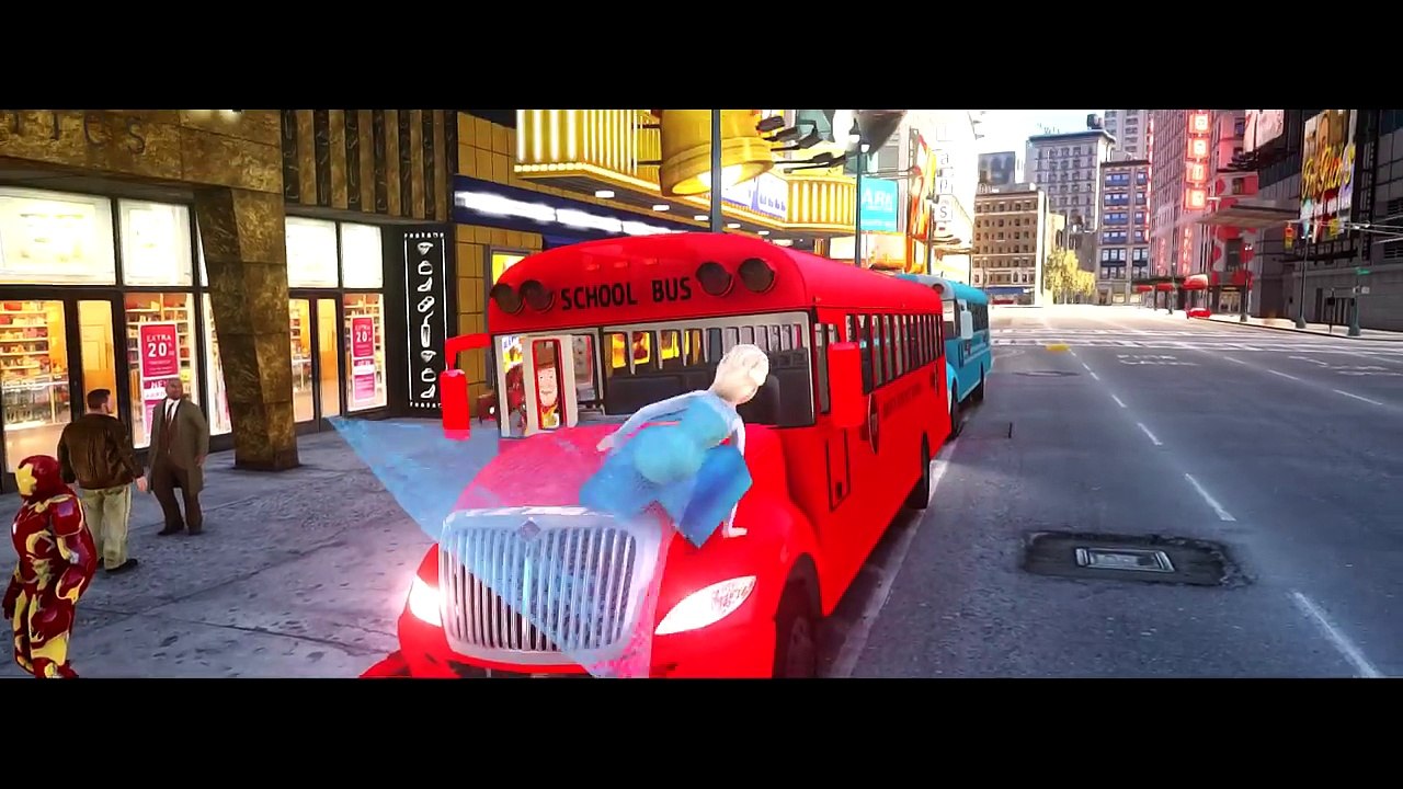 Wheels On The Bus Go Round And Round Hulk Spiderman Frozen Kids Songs | Nursery Rhymes for Children