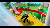 ANGRY VENOM racing with Disney Pixar McQueen, Spiderman and HULK Superheroes