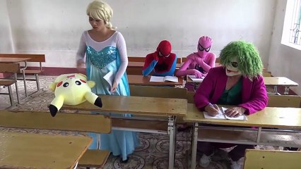 Spiderman vs Joker Circus Frozen Elsa vs Pinks SpiderGirl Dacing Superhero fun-XRcCJ4_SmT0 part 8