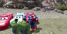 Spiderman & HULK have fun with Captain America McQueen Disney Cars Dinoco   Children Nursery Rhymes