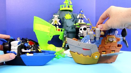 Imaginext Batman Batboat Rescues Robin From Pirate Sharks Manta Joker Riddler Bane