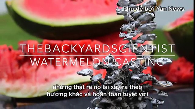 Pouring Molten Aluminum In a Watermelon