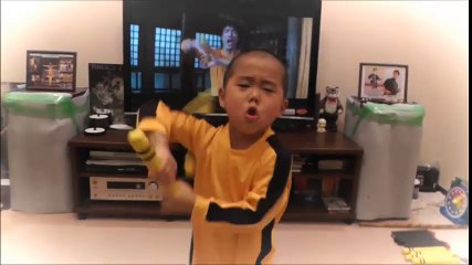 My son(5year old) acting Bruce Lee's Nunchaku scene