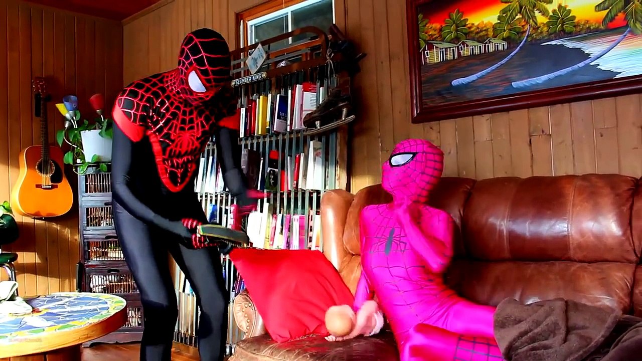 Spiderman, Frozen Elsa & Pink Spidergirl w_ Doctor! Spiderbaby is sick! Superheroes in Real Life -)- part 8