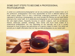 Get Professional Experience as Professional Photographer