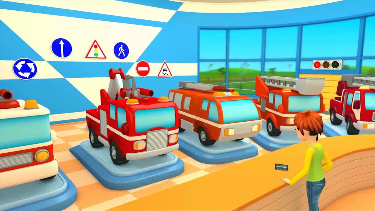 NEW! Car School. 3D Cartoon and Educational Video. Fire Challenge