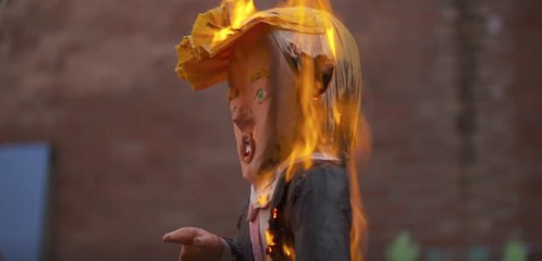Effigy of Donald Trump Set Alight in Dublin