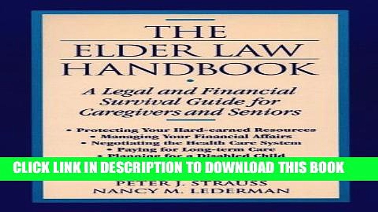 [PDF] The Elder Law Handbook: A Legal and Financial Survival Guide for Caregivers and Seniors Full