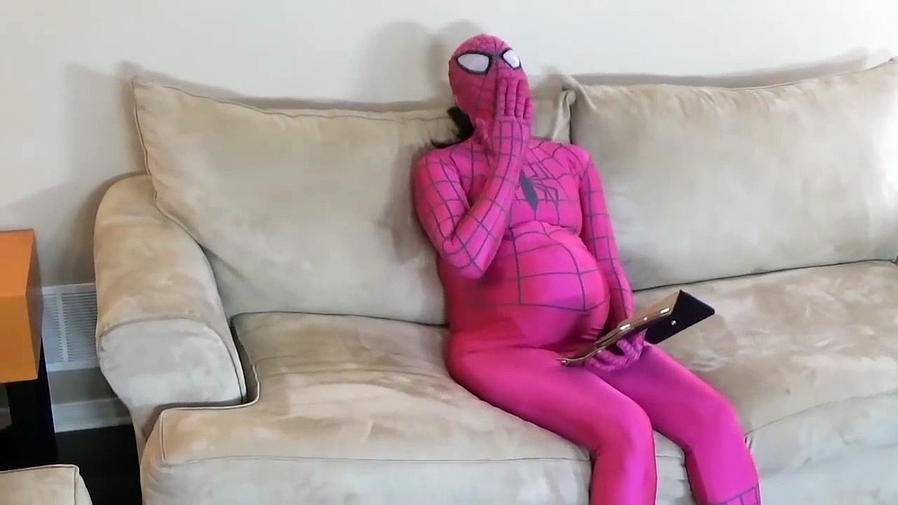 THE MASK VS PREGNANT PINK SPIDERGIRL VS VENOM BABY W_  part 1