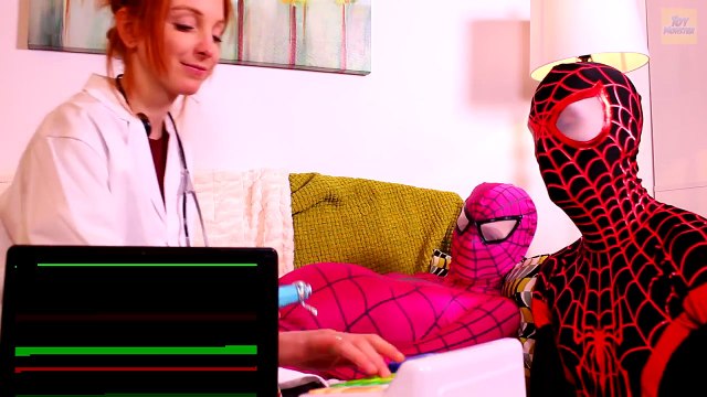 Spiderman, Frozen Elsa & Pink Spidergirl w_ Doctor! Spiderbaby is sick! Superheroes in Real Life part 4