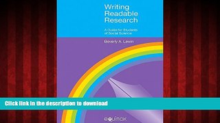 FAVORIT BOOK Writing Readable Research: A Guide for Social Scientists (EQUINOX TEXTBOOKS   SURVEYS