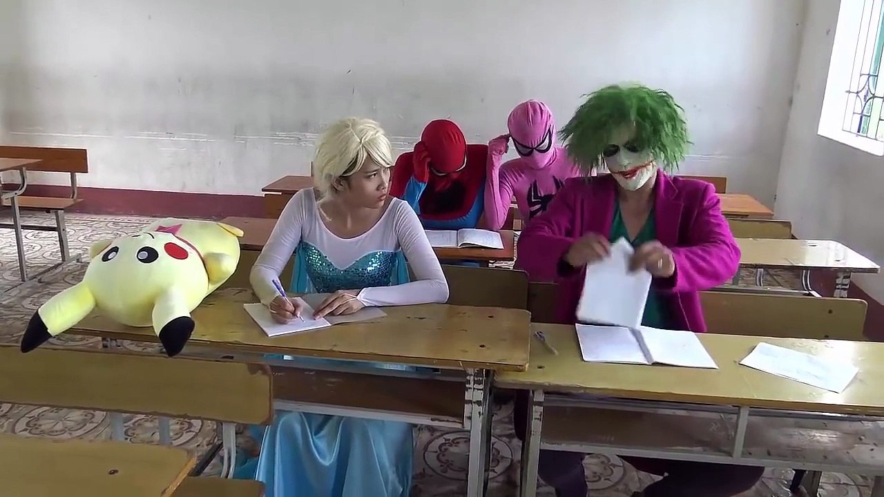 Spiderman vs Joker Circus Frozen Elsa vs Pinks SpiderGirl Dacing Superhero fun-XRcCJ4_SmT0 part 6