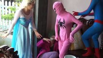 Fart in the mouth Joker haha Spiderman Frozen elsa vs Pinks SpiderGirl Superheroes Funny Pranks-part 5
