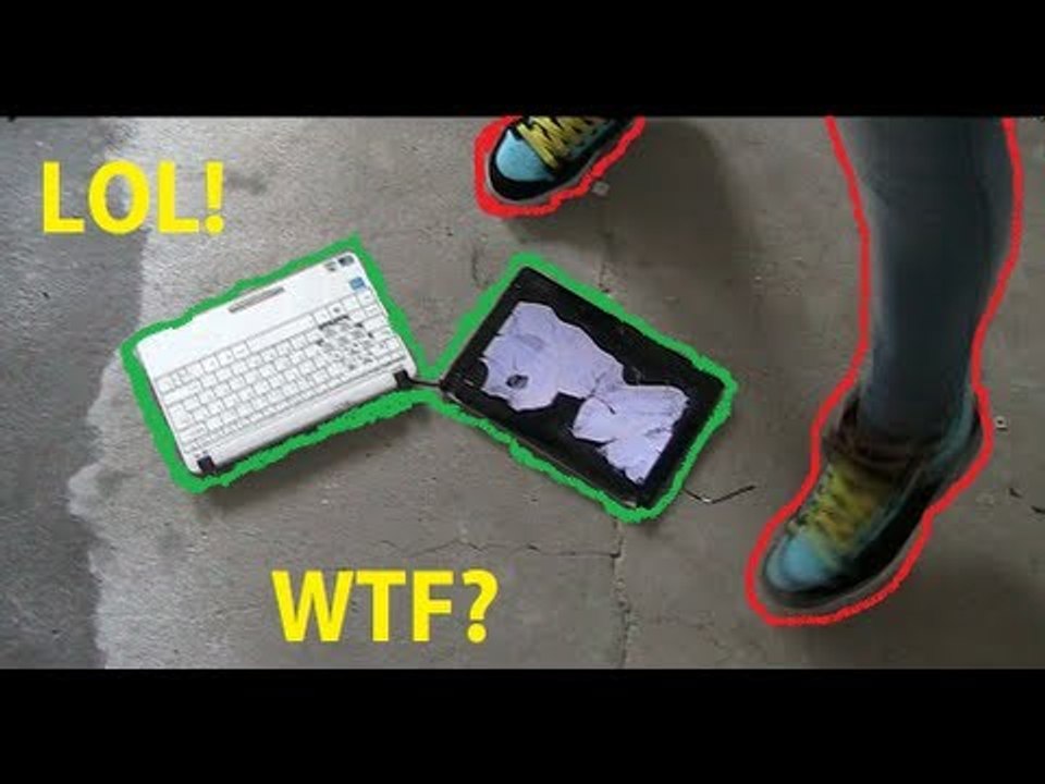 Crazy girl smash a laptop? wtf?
