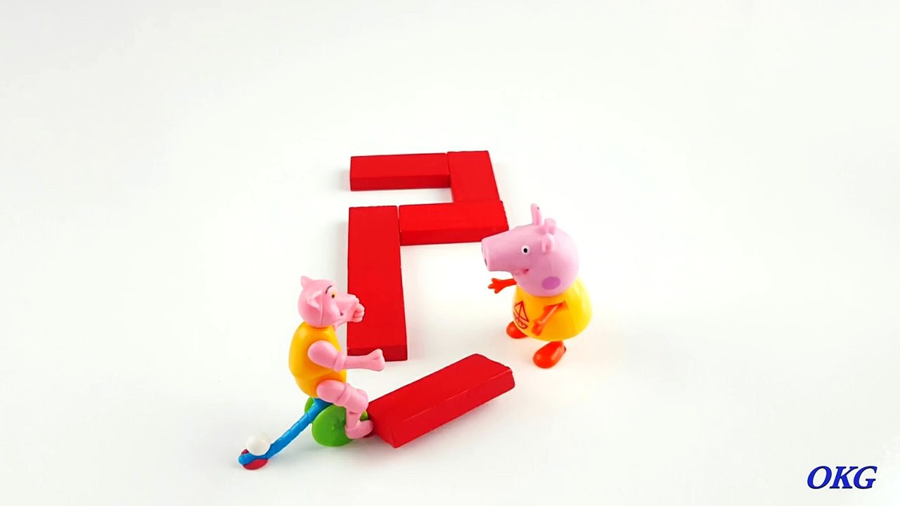 Learn Numbers For Toddlers with red wooden blocks and Peppa Pig Stop Motion