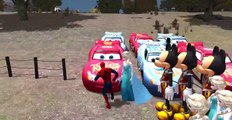 Mickey Mouse & Spiderman & Frozen Elsa with McQueen Disney Cars Dinoco   Nursery Rhymes HD