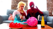 Spiderman With Frozen Elsa & Giant Gummy Candy Chuppa Chups, Pink Spidergirl Superhero in Real Life- part 2