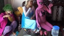 Fart in the mouth Joker haha Spiderman Frozen elsa vs Pinks SpiderGirl Superheroes Funny Pranks- part 4