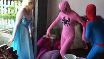 Fart in the mouth Joker haha Spiderman Frozen elsa vs Pinks SpiderGirl Superheroes Funny Pranks- part 6