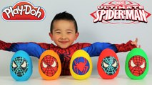 Learning colors with Spider Man Venom Play Doh Surprise Eggs - Cartoon for Kids